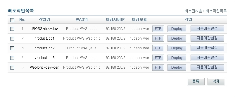 배포작업목록 조회