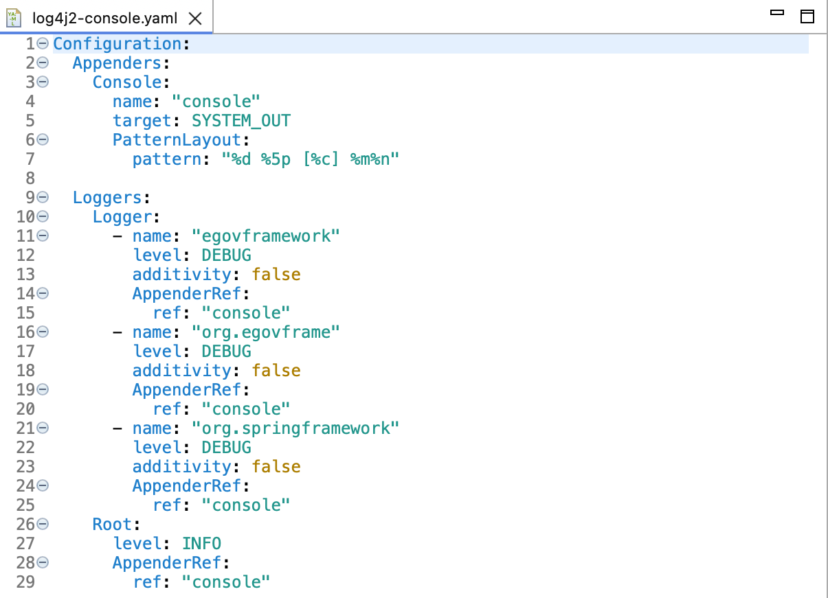 생성된 Configuration 파일 확인 (YAML)