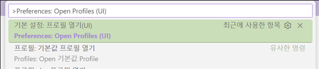 명령으로 프로필창 열기