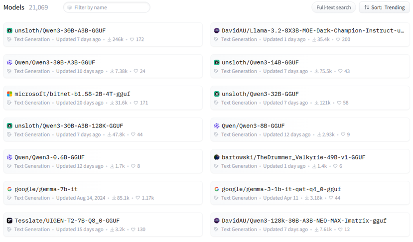 Hugging Face GGUF 모델 검색