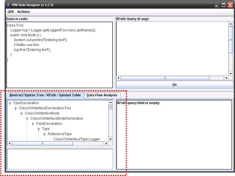 AST, Data Flow Analysis 탭 내용 확인